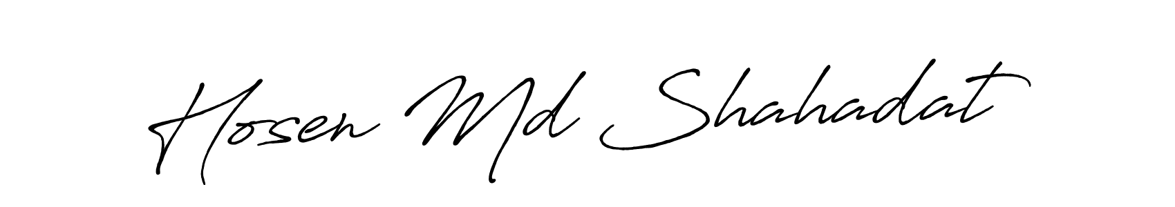 How to make Hosen Md Shahadat name signature. Use Antro_Vectra_Bolder style for creating short signs online. This is the latest handwritten sign. Hosen Md Shahadat signature style 7 images and pictures png