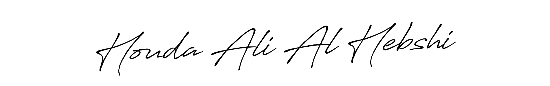 How to make Houda Ali Al Hebshi name signature. Use Antro_Vectra_Bolder style for creating short signs online. This is the latest handwritten sign. Houda Ali Al Hebshi signature style 7 images and pictures png