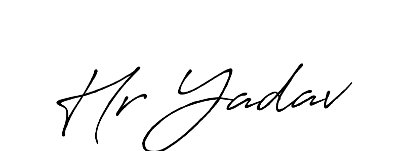 if you are searching for the best signature style for your name Hr Yadav. so please give up your signature search. here we have designed multiple signature styles  using Antro_Vectra_Bolder. Hr Yadav signature style 7 images and pictures png