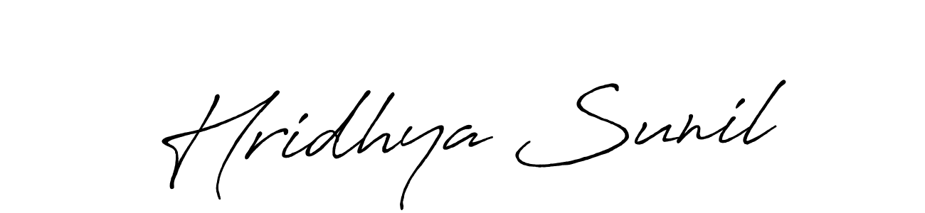 Hridhya Sunil stylish signature style. Best Handwritten Sign (Antro_Vectra_Bolder) for my name. Handwritten Signature Collection Ideas for my name Hridhya Sunil. Hridhya Sunil signature style 7 images and pictures png