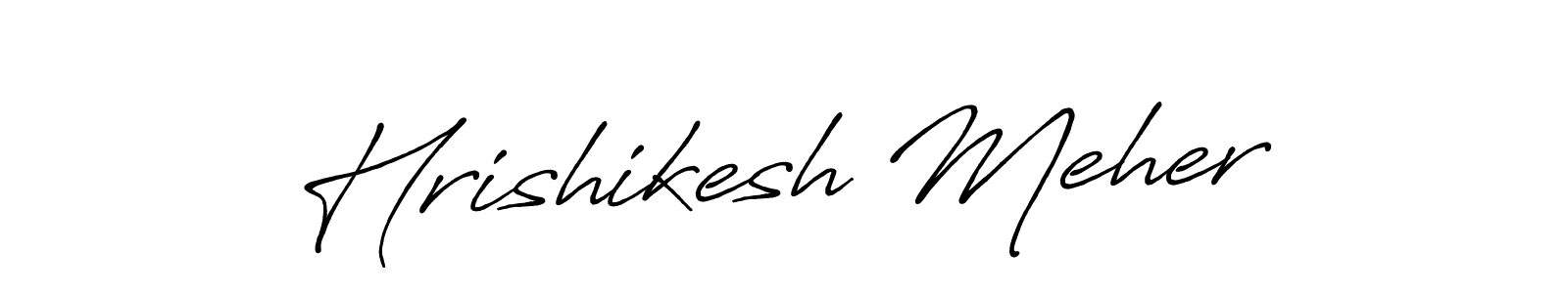 How to make Hrishikesh Meher name signature. Use Antro_Vectra_Bolder style for creating short signs online. This is the latest handwritten sign. Hrishikesh Meher signature style 7 images and pictures png