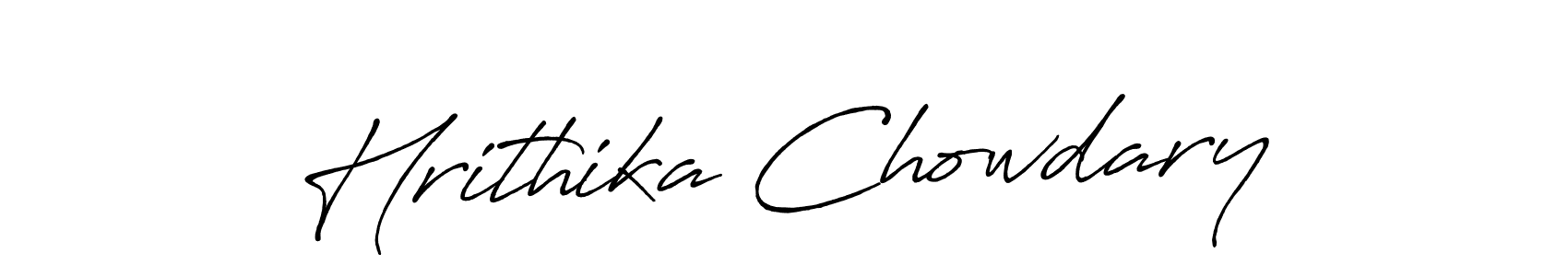 The best way (Antro_Vectra_Bolder) to make a short signature is to pick only two or three words in your name. The name Hrithika Chowdary include a total of six letters. For converting this name. Hrithika Chowdary signature style 7 images and pictures png