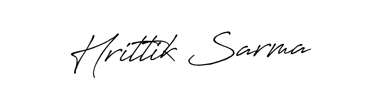 The best way (Antro_Vectra_Bolder) to make a short signature is to pick only two or three words in your name. The name Hrittik Sarma include a total of six letters. For converting this name. Hrittik Sarma signature style 7 images and pictures png