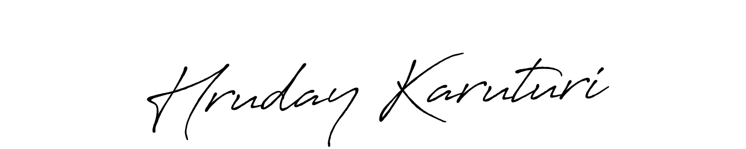 Create a beautiful signature design for name Hruday Karuturi. With this signature (Antro_Vectra_Bolder) fonts, you can make a handwritten signature for free. Hruday Karuturi signature style 7 images and pictures png