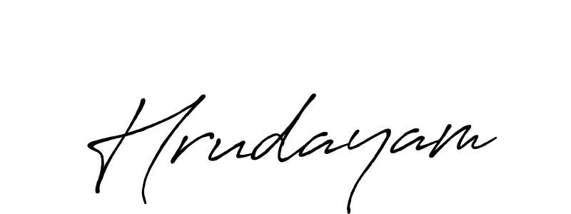 Make a beautiful signature design for name Hrudayam. With this signature (Antro_Vectra_Bolder) style, you can create a handwritten signature for free. Hrudayam signature style 7 images and pictures png