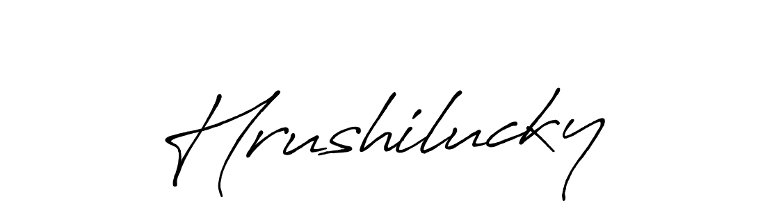 Similarly Antro_Vectra_Bolder is the best handwritten signature design. Signature creator online .You can use it as an online autograph creator for name Hrushilucky. Hrushilucky signature style 7 images and pictures png