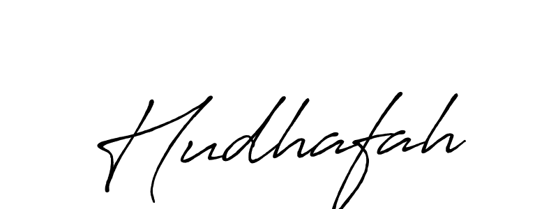 Use a signature maker to create a handwritten signature online. With this signature software, you can design (Antro_Vectra_Bolder) your own signature for name Hudhafah. Hudhafah signature style 7 images and pictures png