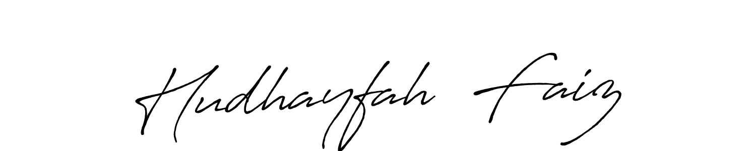 Create a beautiful signature design for name Hudhayfah  Faiz. With this signature (Antro_Vectra_Bolder) fonts, you can make a handwritten signature for free. Hudhayfah  Faiz signature style 7 images and pictures png