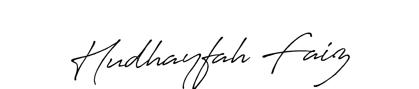 How to make Hudhayfah Faiz name signature. Use Antro_Vectra_Bolder style for creating short signs online. This is the latest handwritten sign. Hudhayfah Faiz signature style 7 images and pictures png