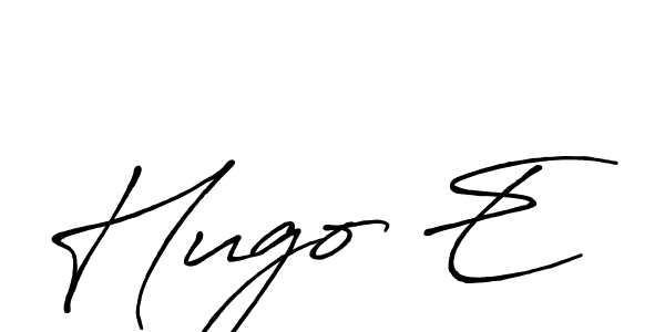 The best way (Antro_Vectra_Bolder) to make a short signature is to pick only two or three words in your name. The name Hugo E include a total of six letters. For converting this name. Hugo E signature style 7 images and pictures png