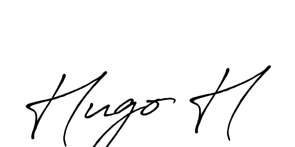 How to make Hugo H name signature. Use Antro_Vectra_Bolder style for creating short signs online. This is the latest handwritten sign. Hugo H signature style 7 images and pictures png