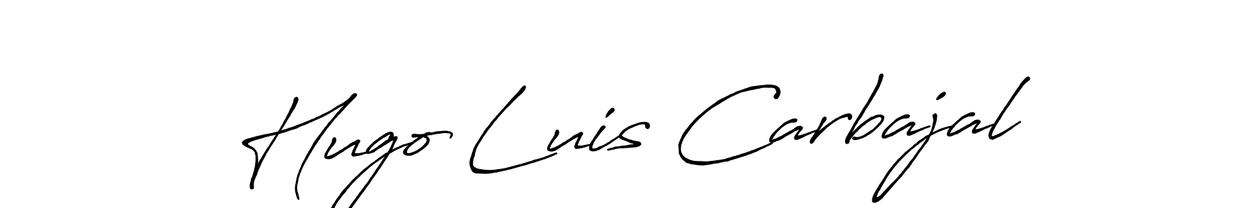 How to make Hugo Luis Carbajal name signature. Use Antro_Vectra_Bolder style for creating short signs online. This is the latest handwritten sign. Hugo Luis Carbajal signature style 7 images and pictures png