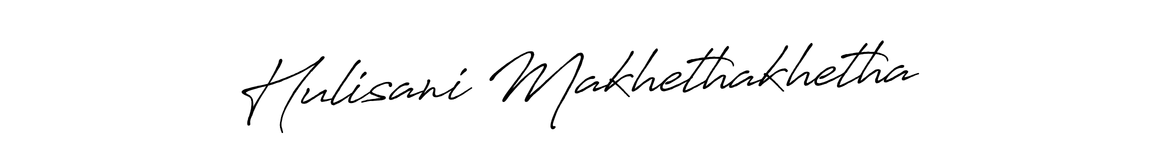 Create a beautiful signature design for name Hulisani Makhethakhetha. With this signature (Antro_Vectra_Bolder) fonts, you can make a handwritten signature for free. Hulisani Makhethakhetha signature style 7 images and pictures png