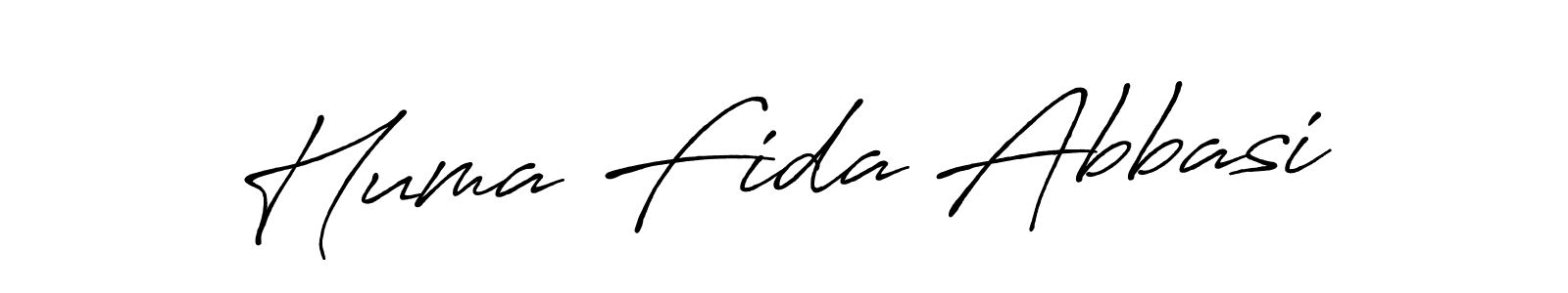 Make a beautiful signature design for name Huma Fida Abbasi. With this signature (Antro_Vectra_Bolder) style, you can create a handwritten signature for free. Huma Fida Abbasi signature style 7 images and pictures png