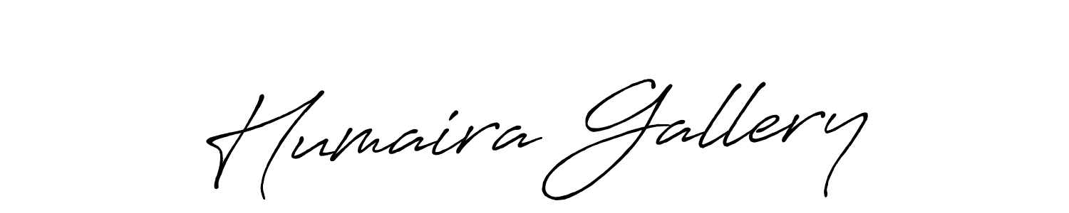 Create a beautiful signature design for name Humaira Gallery. With this signature (Antro_Vectra_Bolder) fonts, you can make a handwritten signature for free. Humaira Gallery signature style 7 images and pictures png