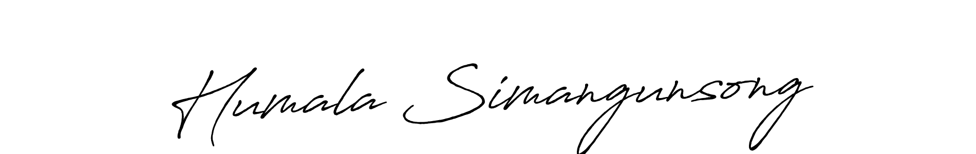 Make a beautiful signature design for name Humala Simangunsong. With this signature (Antro_Vectra_Bolder) style, you can create a handwritten signature for free. Humala Simangunsong signature style 7 images and pictures png