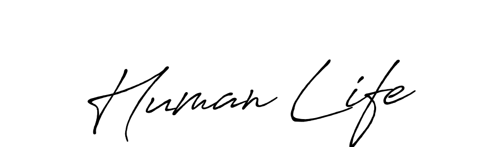 Human Life stylish signature style. Best Handwritten Sign (Antro_Vectra_Bolder) for my name. Handwritten Signature Collection Ideas for my name Human Life. Human Life signature style 7 images and pictures png