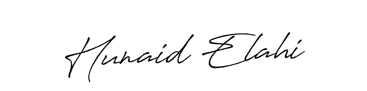 Create a beautiful signature design for name Hunaid Elahi. With this signature (Antro_Vectra_Bolder) fonts, you can make a handwritten signature for free. Hunaid Elahi signature style 7 images and pictures png