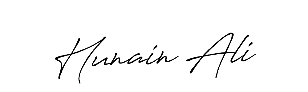 Use a signature maker to create a handwritten signature online. With this signature software, you can design (Antro_Vectra_Bolder) your own signature for name Hunain Ali. Hunain Ali signature style 7 images and pictures png