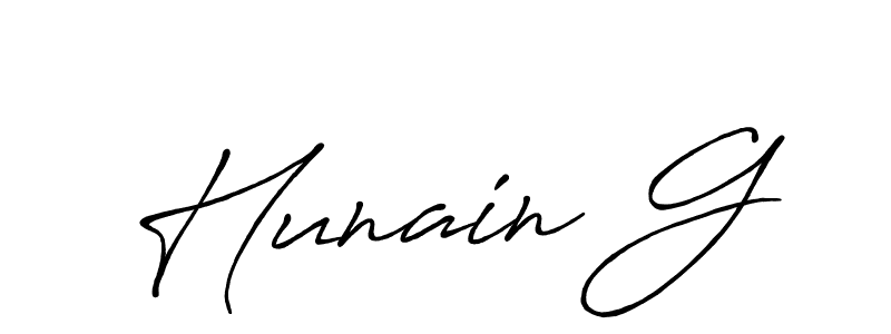 Hunain G stylish signature style. Best Handwritten Sign (Antro_Vectra_Bolder) for my name. Handwritten Signature Collection Ideas for my name Hunain G. Hunain G signature style 7 images and pictures png
