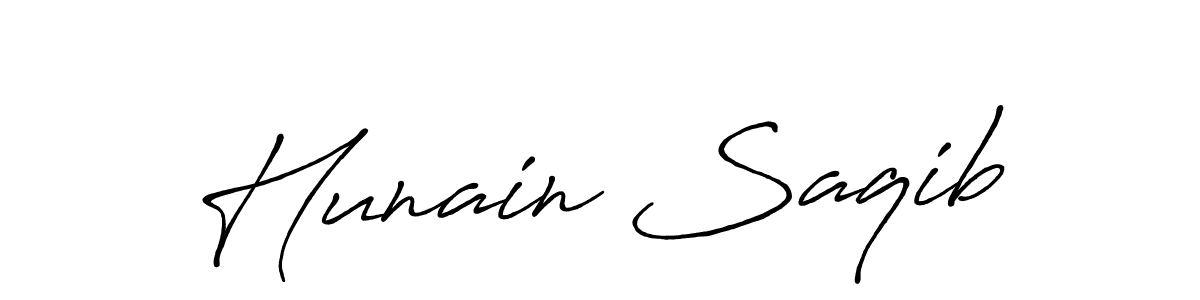 How to make Hunain Saqib signature? Antro_Vectra_Bolder is a professional autograph style. Create handwritten signature for Hunain Saqib name. Hunain Saqib signature style 7 images and pictures png