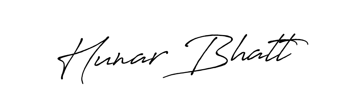 Create a beautiful signature design for name Hunar Bhatt. With this signature (Antro_Vectra_Bolder) fonts, you can make a handwritten signature for free. Hunar Bhatt signature style 7 images and pictures png