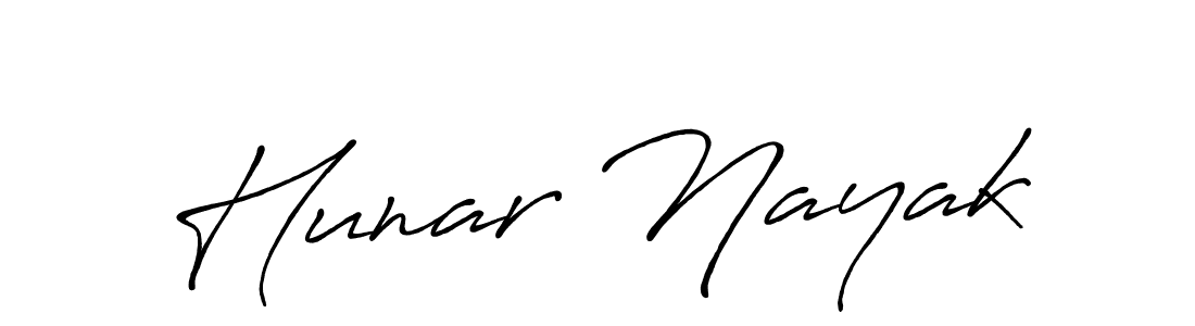 Make a beautiful signature design for name Hunar Nayak. With this signature (Antro_Vectra_Bolder) style, you can create a handwritten signature for free. Hunar Nayak signature style 7 images and pictures png