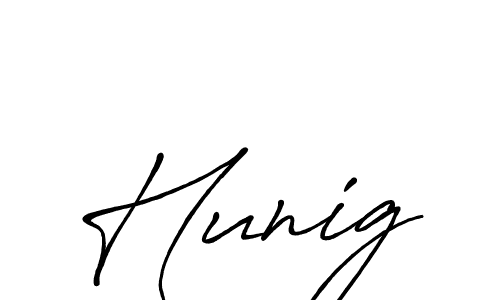 Make a beautiful signature design for name Hunig. With this signature (Antro_Vectra_Bolder) style, you can create a handwritten signature for free. Hunig signature style 7 images and pictures png