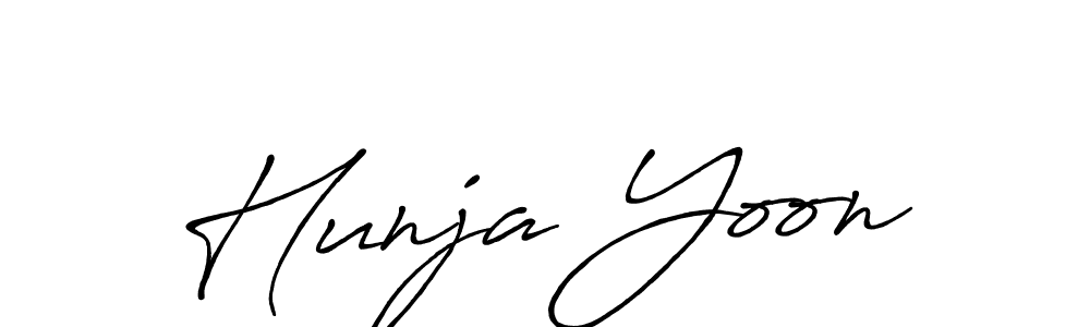 You should practise on your own different ways (Antro_Vectra_Bolder) to write your name (Hunja Yoon) in signature. don't let someone else do it for you. Hunja Yoon signature style 7 images and pictures png