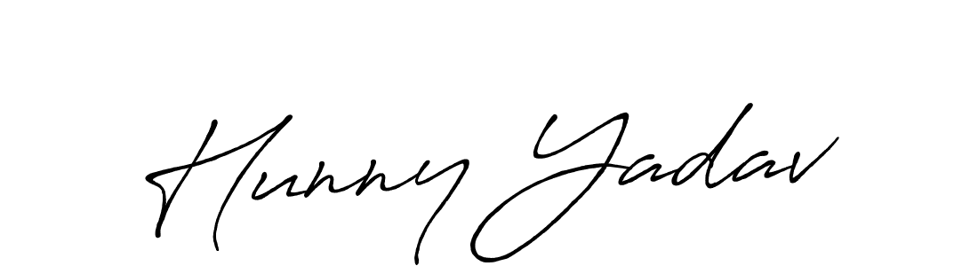 How to make Hunny Yadav name signature. Use Antro_Vectra_Bolder style for creating short signs online. This is the latest handwritten sign. Hunny Yadav signature style 7 images and pictures png