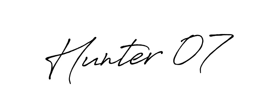 Make a beautiful signature design for name Hunter 07. With this signature (Antro_Vectra_Bolder) style, you can create a handwritten signature for free. Hunter 07 signature style 7 images and pictures png