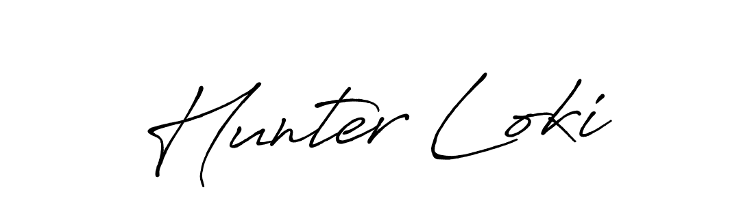 How to make Hunter Loki signature? Antro_Vectra_Bolder is a professional autograph style. Create handwritten signature for Hunter Loki name. Hunter Loki signature style 7 images and pictures png