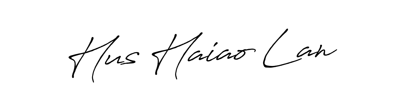 How to make Hus Haiao Lan name signature. Use Antro_Vectra_Bolder style for creating short signs online. This is the latest handwritten sign. Hus Haiao Lan signature style 7 images and pictures png