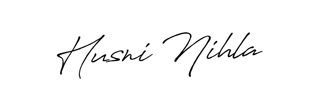 Similarly Antro_Vectra_Bolder is the best handwritten signature design. Signature creator online .You can use it as an online autograph creator for name Husni Nihla. Husni Nihla signature style 7 images and pictures png
