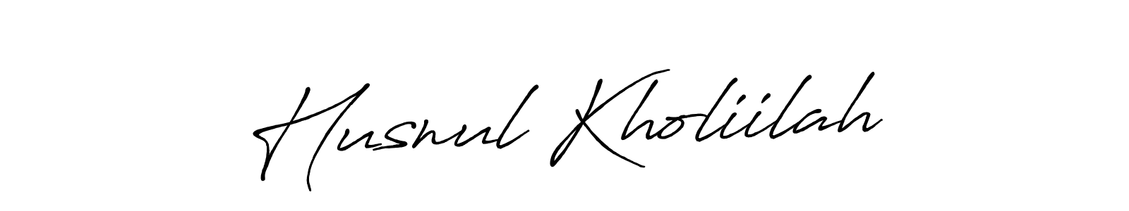 Design your own signature with our free online signature maker. With this signature software, you can create a handwritten (Antro_Vectra_Bolder) signature for name Husnul Kholiilah. Husnul Kholiilah signature style 7 images and pictures png
