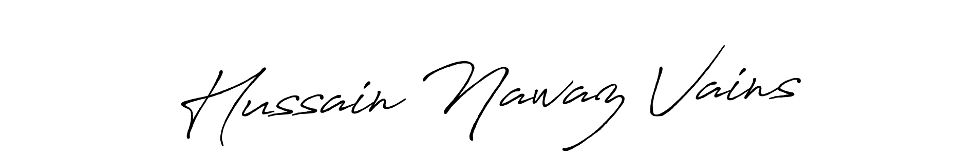 It looks lik you need a new signature style for name Hussain Nawaz Vains. Design unique handwritten (Antro_Vectra_Bolder) signature with our free signature maker in just a few clicks. Hussain Nawaz Vains signature style 7 images and pictures png