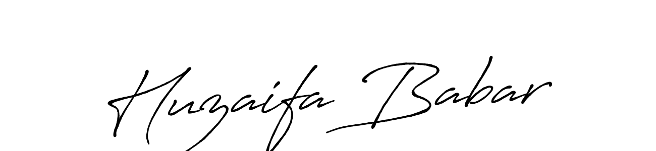 Design your own signature with our free online signature maker. With this signature software, you can create a handwritten (Antro_Vectra_Bolder) signature for name Huzaifa Babar. Huzaifa Babar signature style 7 images and pictures png