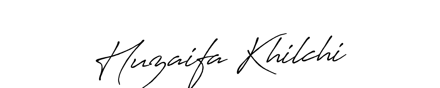 How to make Huzaifa Khilchi name signature. Use Antro_Vectra_Bolder style for creating short signs online. This is the latest handwritten sign. Huzaifa Khilchi signature style 7 images and pictures png