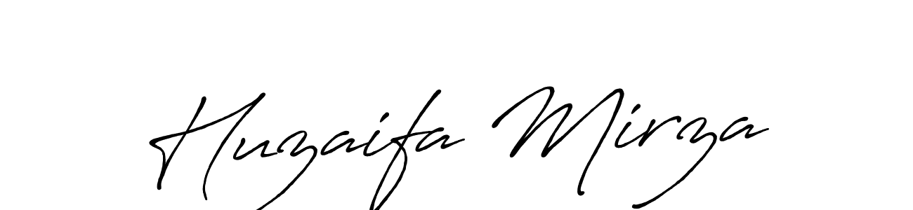 Create a beautiful signature design for name Huzaifa Mirza. With this signature (Antro_Vectra_Bolder) fonts, you can make a handwritten signature for free. Huzaifa Mirza signature style 7 images and pictures png