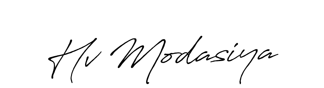 Create a beautiful signature design for name Hv Modasiya. With this signature (Antro_Vectra_Bolder) fonts, you can make a handwritten signature for free. Hv Modasiya signature style 7 images and pictures png