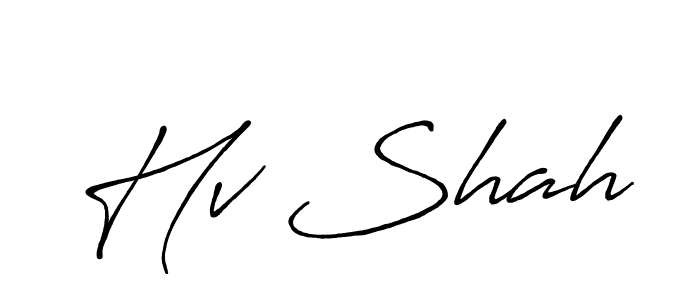 You should practise on your own different ways (Antro_Vectra_Bolder) to write your name (Hv Shah) in signature. don't let someone else do it for you. Hv Shah signature style 7 images and pictures png