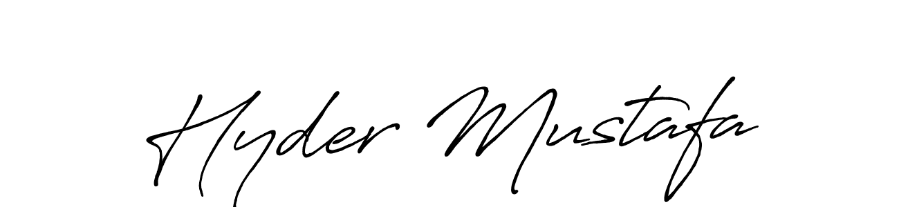 How to make Hyder Mustafa name signature. Use Antro_Vectra_Bolder style for creating short signs online. This is the latest handwritten sign. Hyder Mustafa signature style 7 images and pictures png