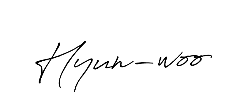 This is the best signature style for the Hyun-woo name. Also you like these signature font (Antro_Vectra_Bolder). Mix name signature. Hyun-woo signature style 7 images and pictures png