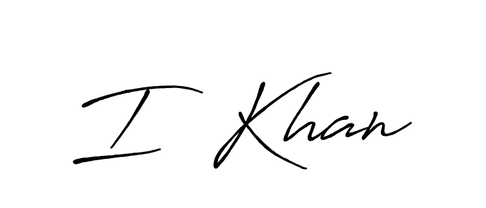 Make a beautiful signature design for name I  Khan. With this signature (Antro_Vectra_Bolder) style, you can create a handwritten signature for free. I  Khan signature style 7 images and pictures png