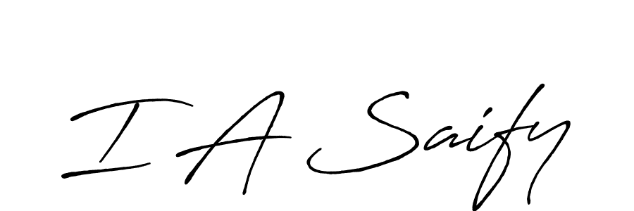 The best way (Antro_Vectra_Bolder) to make a short signature is to pick only two or three words in your name. The name I A Saify include a total of six letters. For converting this name. I A Saify signature style 7 images and pictures png