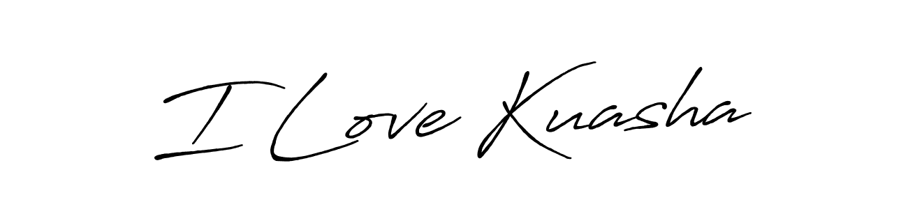 How to make I Love Kuasha name signature. Use Antro_Vectra_Bolder style for creating short signs online. This is the latest handwritten sign. I Love Kuasha signature style 7 images and pictures png