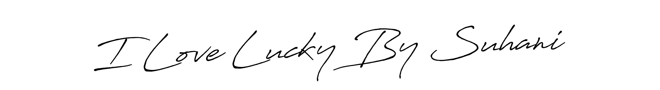 This is the best signature style for the I Love Lucky By Suhani name. Also you like these signature font (Antro_Vectra_Bolder). Mix name signature. I Love Lucky By Suhani signature style 7 images and pictures png