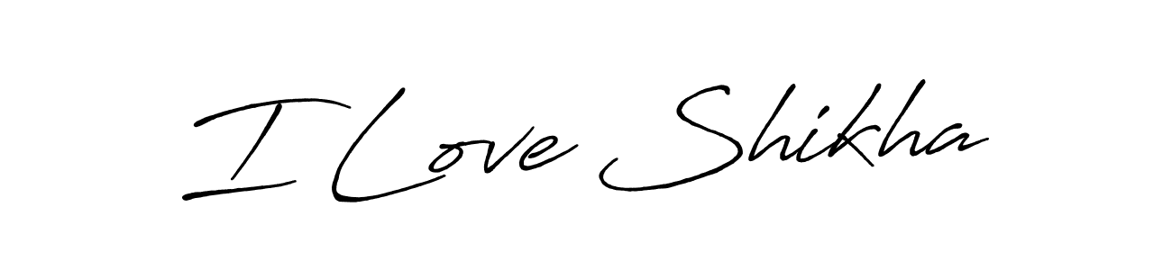 Also You can easily find your signature by using the search form. We will create I Love Shikha name handwritten signature images for you free of cost using Antro_Vectra_Bolder sign style. I Love Shikha signature style 7 images and pictures png