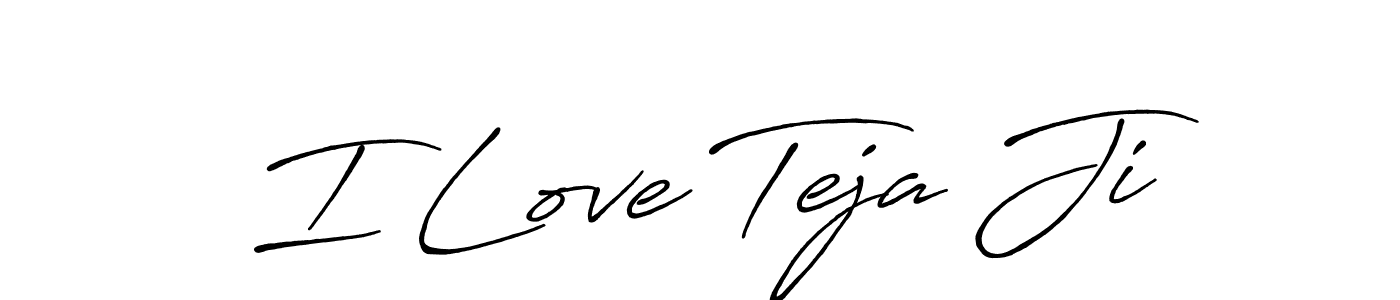 How to make I Love Teja Ji name signature. Use Antro_Vectra_Bolder style for creating short signs online. This is the latest handwritten sign. I Love Teja Ji signature style 7 images and pictures png