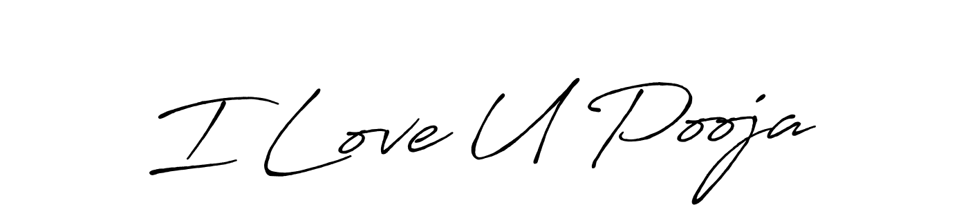 Use a signature maker to create a handwritten signature online. With this signature software, you can design (Antro_Vectra_Bolder) your own signature for name I Love U Pooja. I Love U Pooja signature style 7 images and pictures png